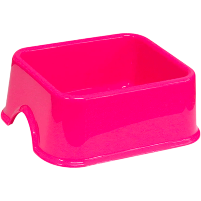 Comedouro Quadrado Plástico Furacão Pet Rosa