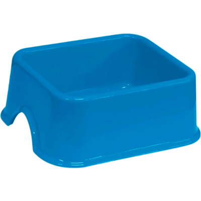 Comedouro Quadrado de Plástico Furacão Pet Azul