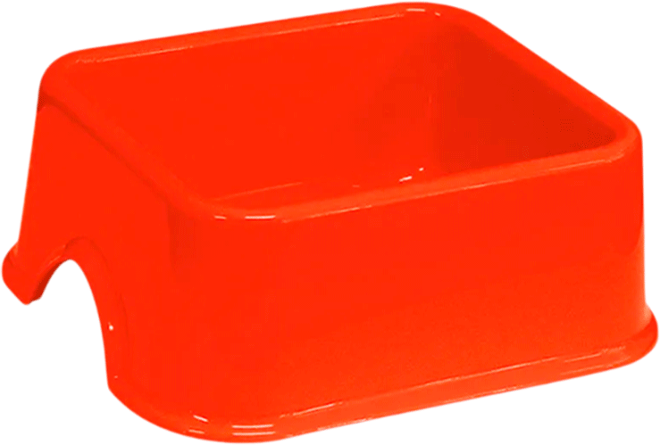 Comedouro Quadrado de Plástico Furacão Pet Vermelho - 1000 mL