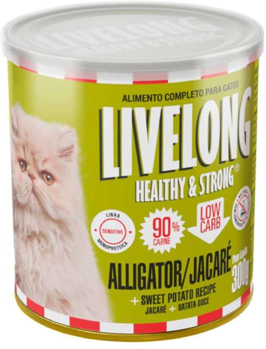 Alimento Natural Livelong Jacaré para Gatos - 300 g