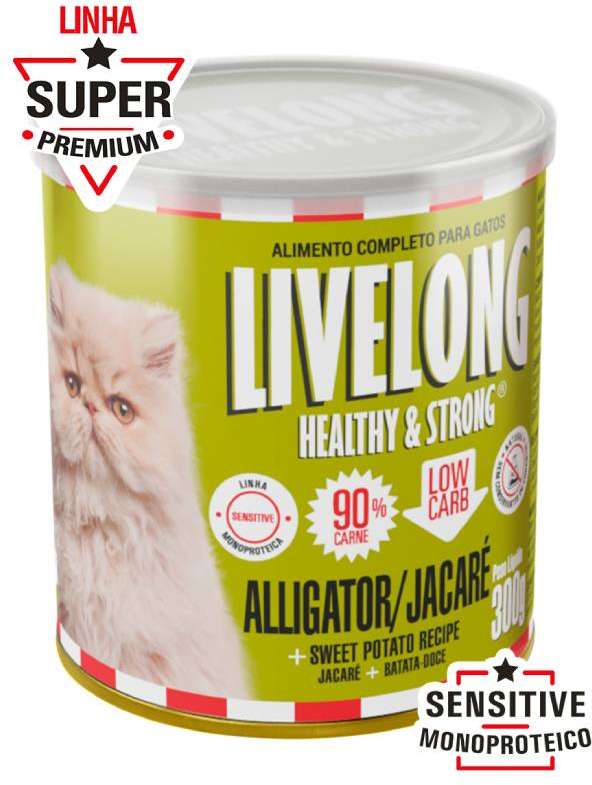 Alimento Natural Livelong Jacaré para Gatos - 300 g