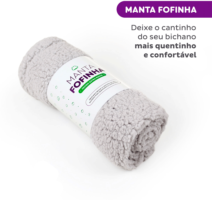 Manta Carneirinho Gatton Extra Macia Cinza para Cães ou Gatos - Tam. Único