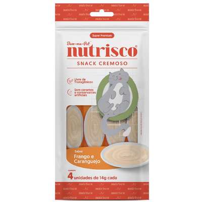 Snack Cremoso Bem-me-Pet Nutrisco Sabor Frango e Caranguejo para Gatos”