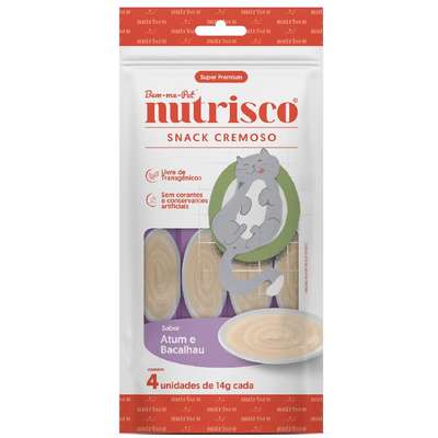 Snack Cremoso Bem-me-Pet Nutrisco Sabor Atum e Bacalhau para Gatos