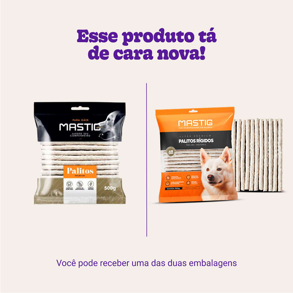 Palito Mastig para Cães Porte Pequeno e Médio Sabor Natural 8 mm - 500g