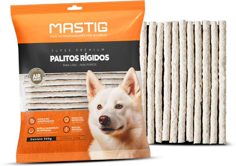 Palito Mastig para Cães Porte Pequeno e Médio Sabor Natural 8 mm - 500g
