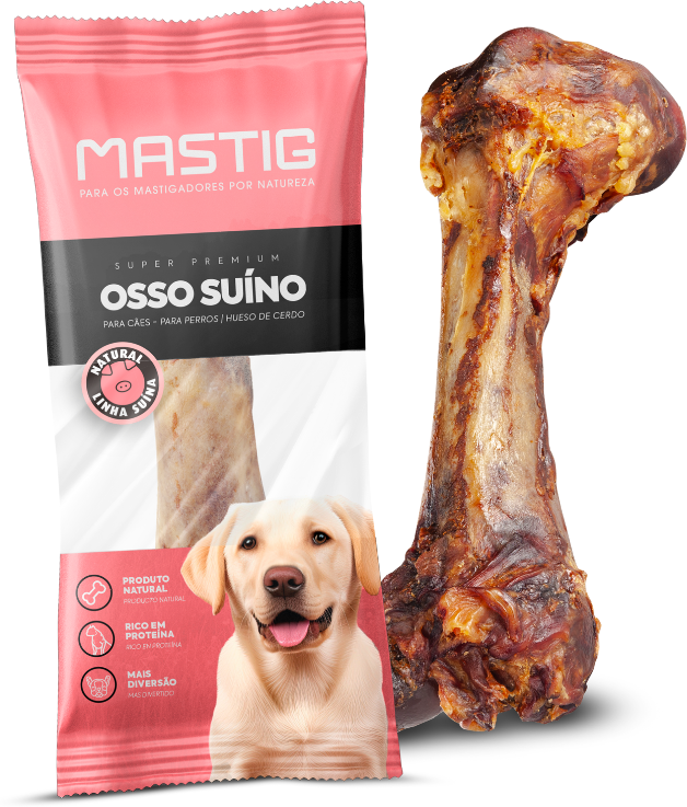 Femur Suíno Mastig para Cães Porte Pequeno e Médio Sabor Natural - 1 Unidade