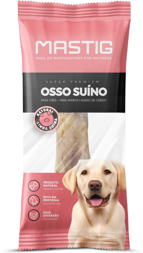 Femur Suíno Mastig para Cães Porte Pequeno e Médio Sabor Natural - 1 Unidade