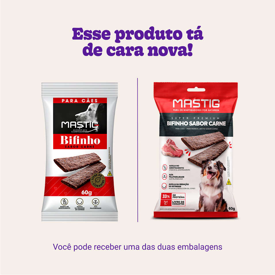 Bifinho Mastig para Cães Sabor Carne - 60g