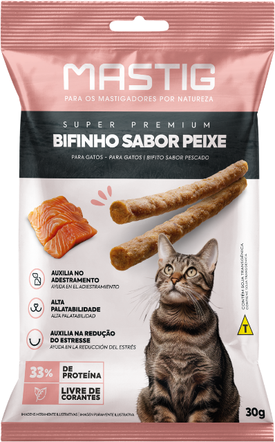 Bifinho Mastig Peixe para Gatos - 30 g