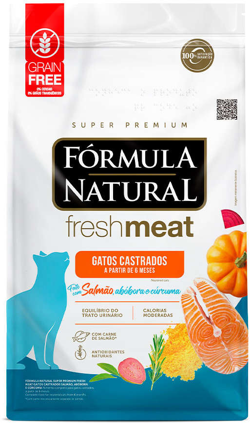 Ração Seca Fórmula Natural Fresh Meat Salmão para Gatos Castrados - 1Kg