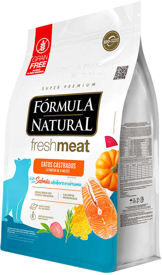 Ração Seca Fórmula Natural Fresh Meat Salmão para Gatos Castrados - 1Kg