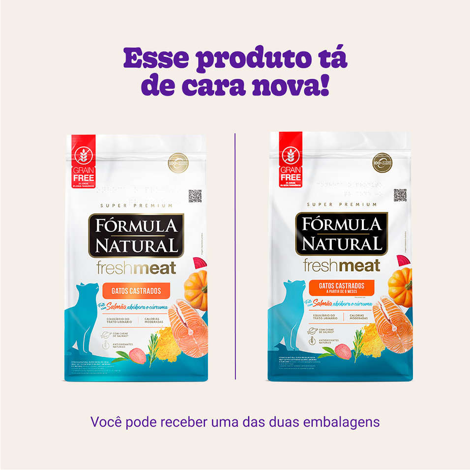 Ração Seca Fórmula Natural Fresh Meat Salmão para Gatos Castrados - 1Kg