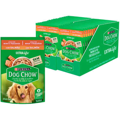 Ração Úmida Nestlé Purina Dog Chow Sachê Salmão para Cães Adultos Raças Minis e Pequenas