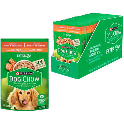 Ração Úmida Nestlé Purina Dog Chow Sachê Salmão para Cães Adultos Raças Minis e Pequenas