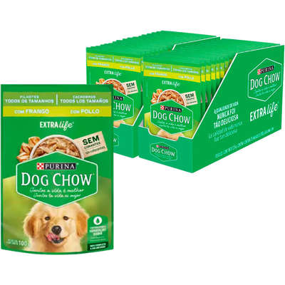 Ração Úmida Nestlé Purina Dog Chow Sachê Franguinho ao Molho para Cães Filhotes