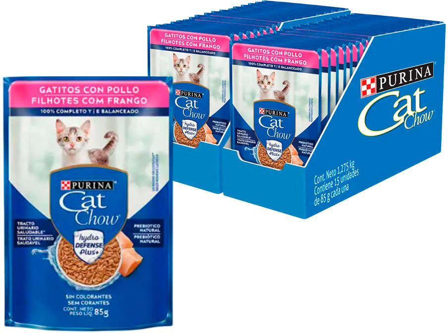Kit Ração Úmida Nestlé Purina Cat Chow Sachê Filhotes Frango ao Molho - 30 Unidades