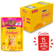 Kit Ração Nestlé Purina Friskies Sachê Carne ao Molho para Gatos - 15 Unidades