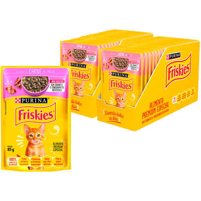 Ração Úmida Nestlé Purina Friskies Sachê Carne ao Molho para Gatos Filhotes”