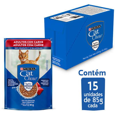 Ração Úmida Nestlé Purina Cat Chow Sachê Adultos Carne ao Molho