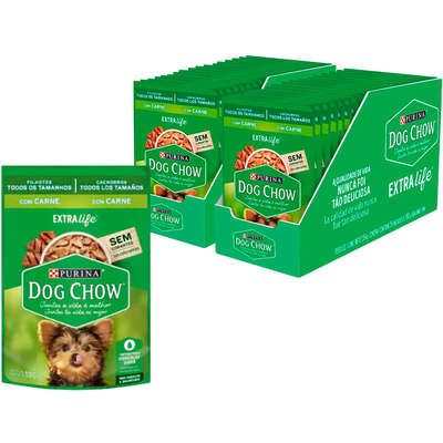 Ração Úmida Nestlé Purina Dog Chow Extra Life Sachê Carne para Cães Filhotes