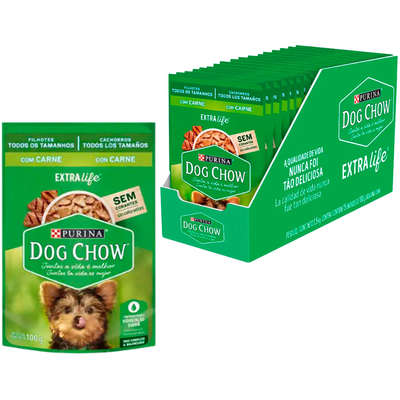 Ração Úmida Nestlé Purina Dog Chow Extra Life Sachê Carne para Cães Filhotes