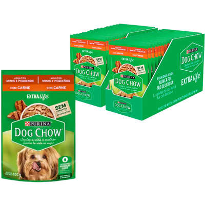 Ração Úmida Nestlé Purina Dog Chow Sachê Carne para Cães Adultos Raças Minis e Pequenas