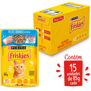 Kit Ração Úmida Nestlé Purina Friskies Peixe Branco ao Molho para Gatos Adultos - 15 Unidades