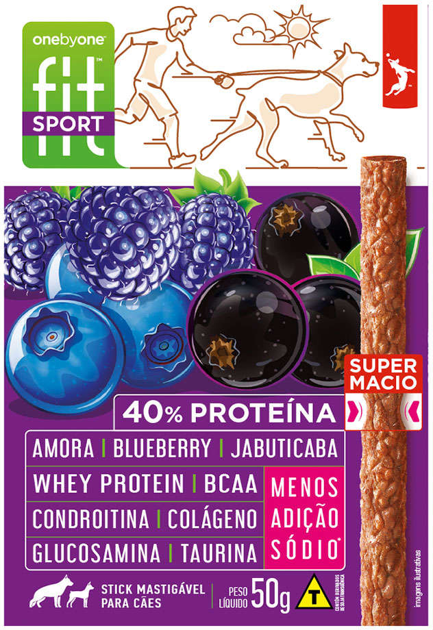 Bifinho Spin Pet Fit Sport Stick para Cães Sabor Amora e Blueberry - 50g