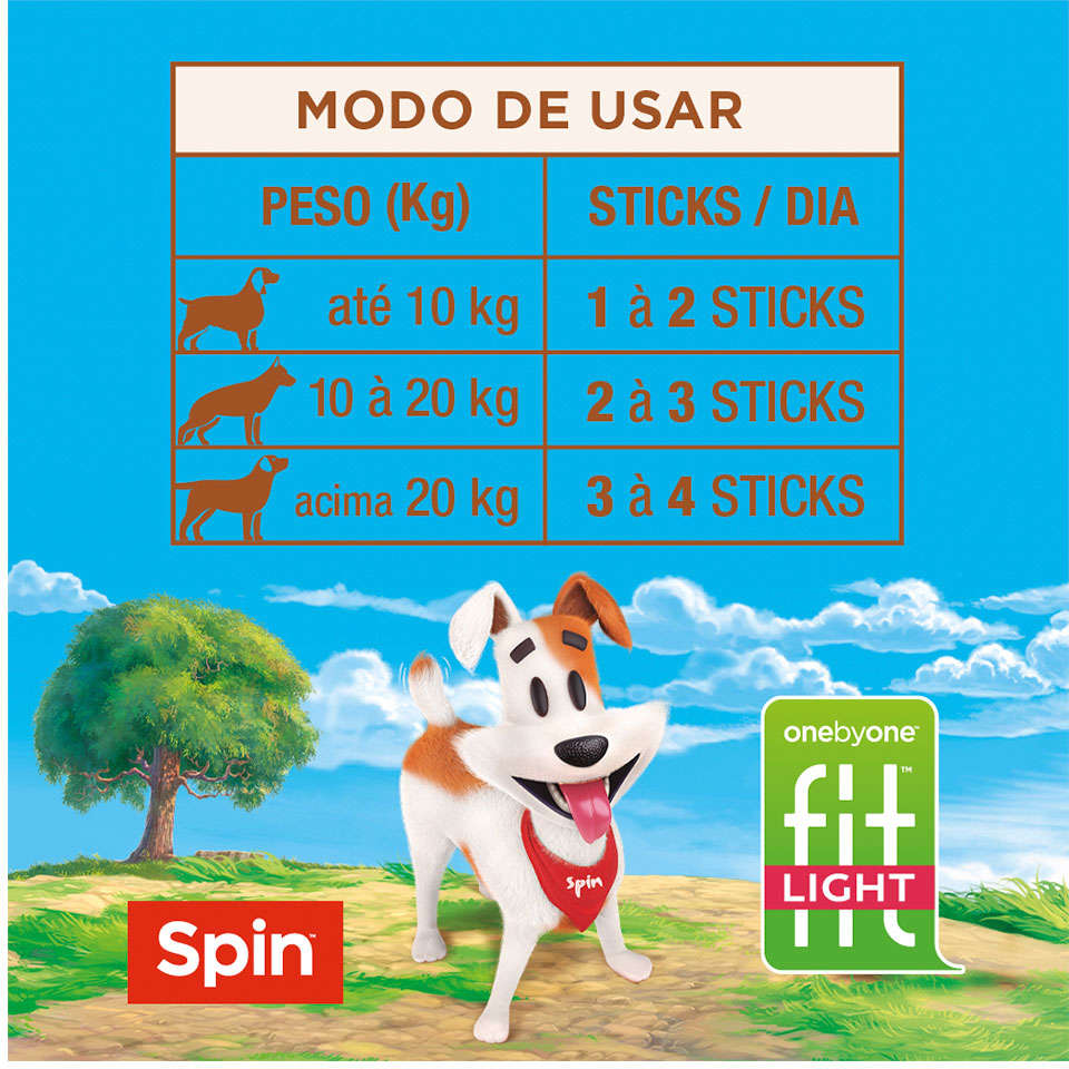 Bifinho Spin Pet Fit Light Stick para Cães Sabor Amora e Framboesa - 50g