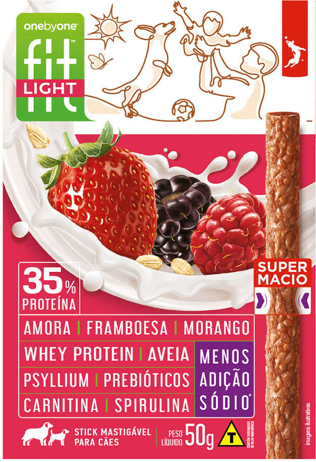 Bifinho Spin Pet Fit Light Stick para Cães Sabor Amora e Framboesa - 50g