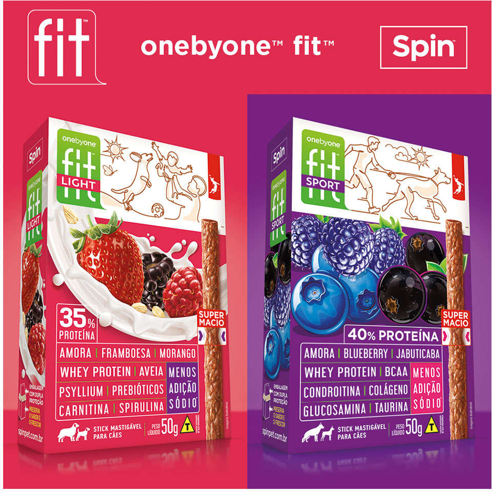 Bifinho Spin Pet Fit Light Stick para Cães Sabor Amora e Framboesa - 50g