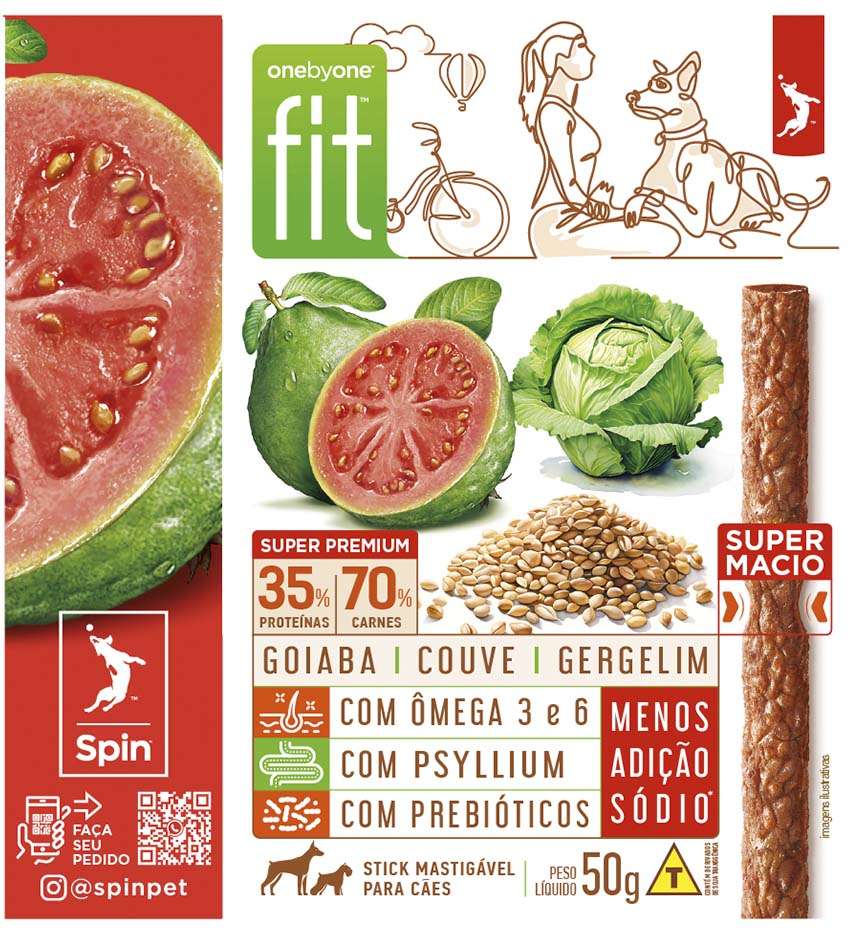 Petisco Fit para Cães Sabor Couve e Goiaba - 50g