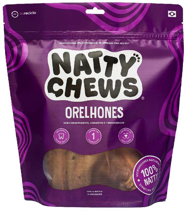 Petisco Natty Chews Orelhones Sabor Natural para Cães - 3 Unidades