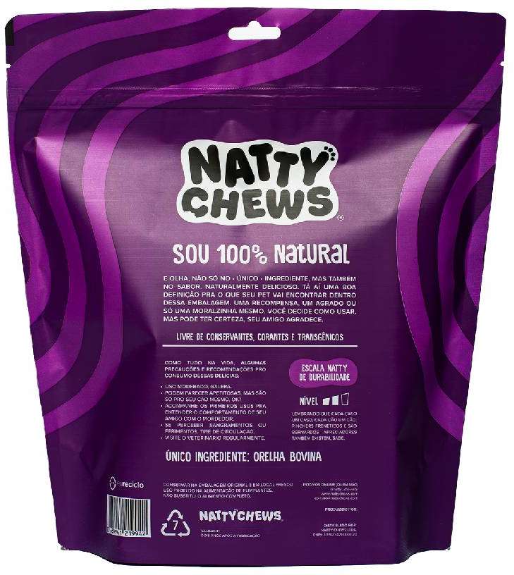 Petisco Natty Chews Orelhones Sabor Natural para Cães - 3 Unidades