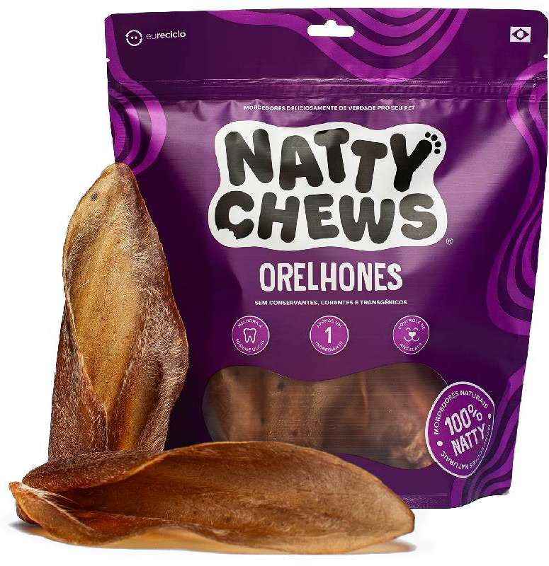 Petisco Natty Chews Orelhones Sabor Natural para Cães - 3 Unidades