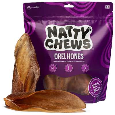 Petisco Natty Chews Orelhones Sabor Natural para Cães