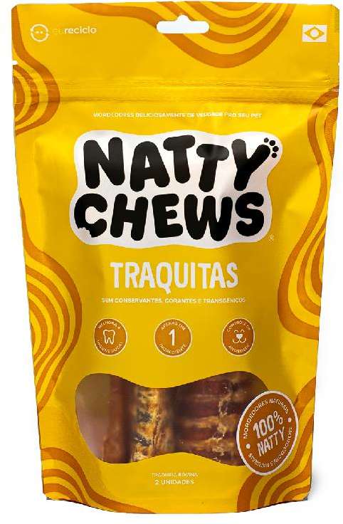 Petisco Natty Chews Traquitas Sabor Natural para Cães - 2 Unidades