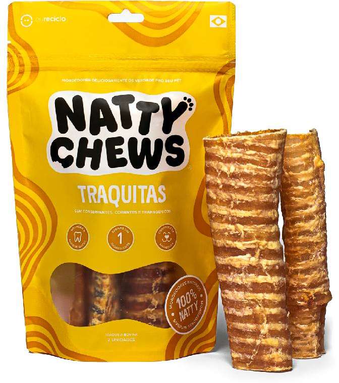 Petisco Natty Chews Traquitas Sabor Natural para Cães - 2 Unidades