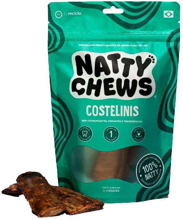 Petisco Natty Chews Costelinis Sabor Natural para Cães - 2 Unidades
