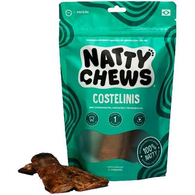 Petisco Natty Chews Costelinis Sabor Natural para Cães