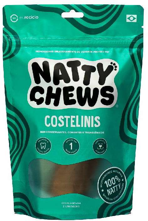 Petisco Natty Chews Costelinis Sabor Natural para Cães - 2 Unidades