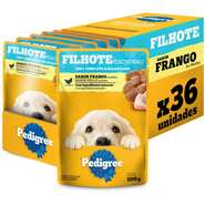 Kit Ração Úmida Pedigree Sachê Frango ao Molho para Cães Filhotes - 36 Unidades