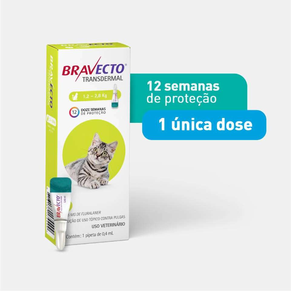 Antipulgas Bravecto Transdermal 112,5 mg para Gatos de 1,2 a 2,8Kg - 1 Pipeta