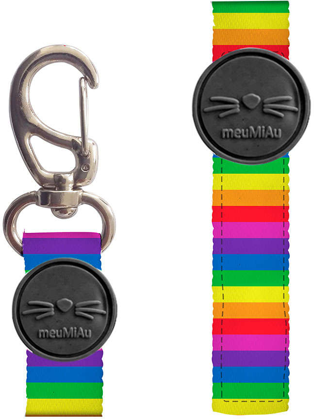 Peitoral H e Guia Rainbow para Gatos - Tam. Único