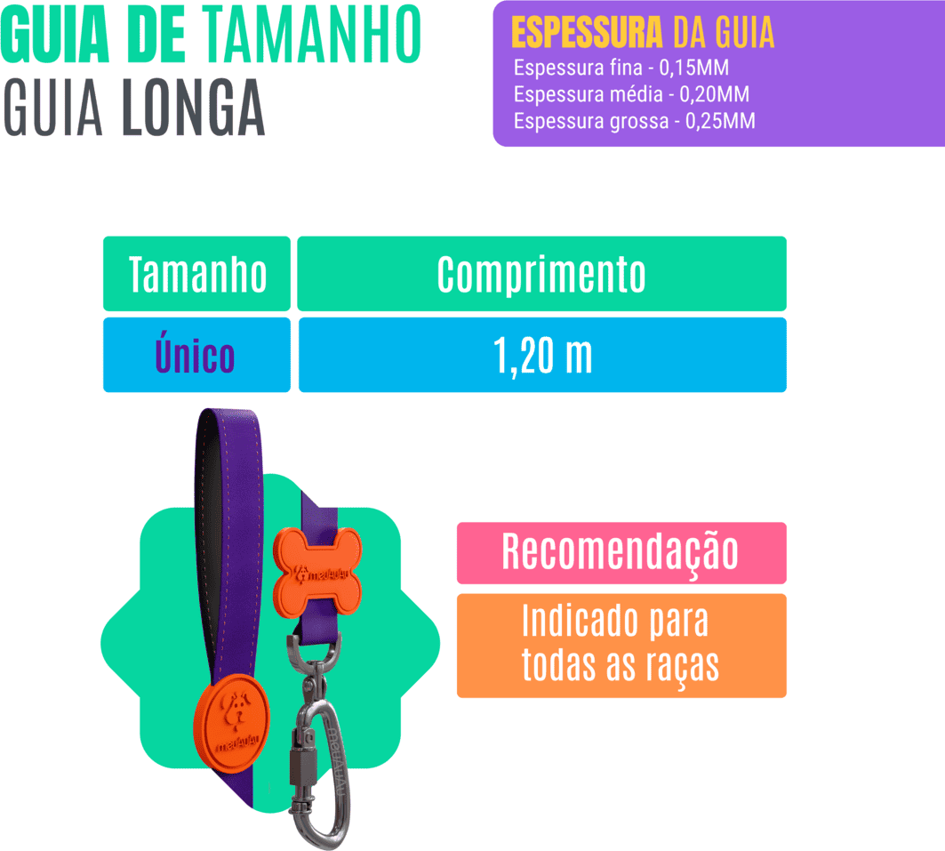 Guia Rainbow para Cães - 1,20 x 0,25 mm