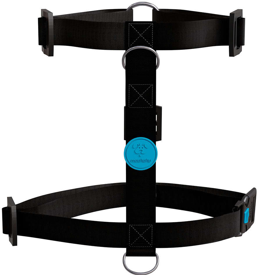 Conjunto Peitoral e Guia Neon Azul para Cães - Tam. P