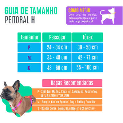 Peitoral H e Guia Neon Azul para Cães