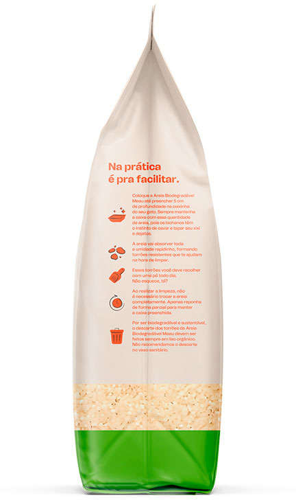 Areia Higiênica Meau Biodegradável Grãos Mistos para Gatos - 4Kg