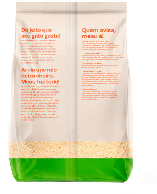 Areia Higiênica Meau Biodegradável Grãos Mistos para Gatos - 4Kg